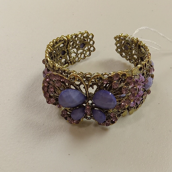 Elegant Gold And Purple Butterfly Cuff Bracelet 28$
